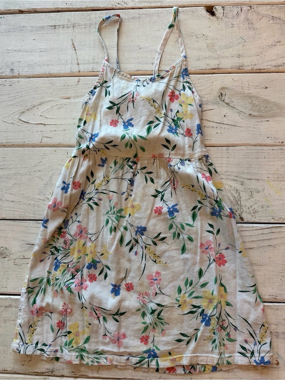 Old Navy Floral Sundress in White with Pink, Yellow & Blue Flowers